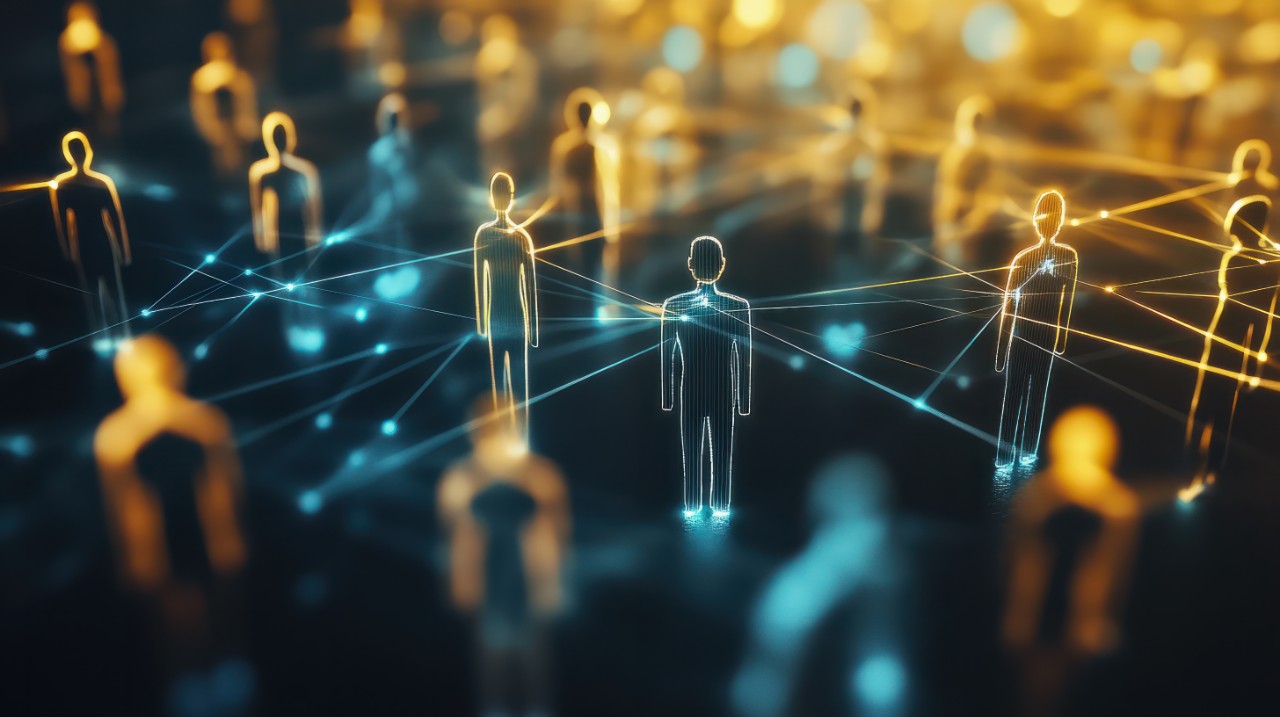 professional social network concept connected human figures representing business relationships and networking professional social network concept connected human figures representing business relationships and networking hyper realistic --ar 16:9 --v 6.1 Job ID: c61f1e80-7784-406e-983b-1c1256931691
