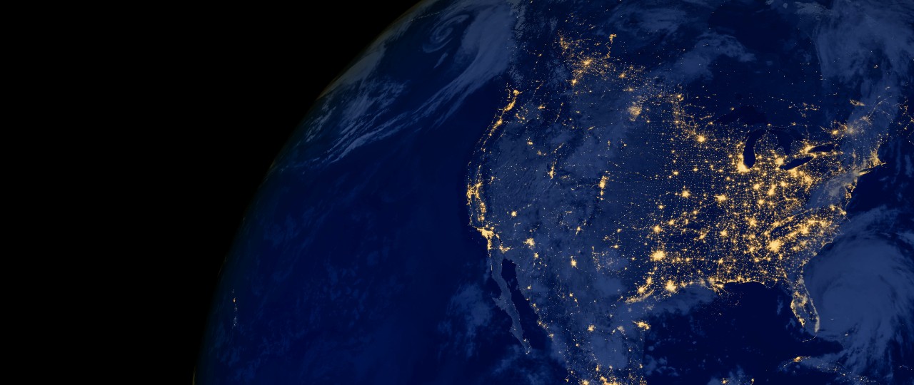 Advancing Embedded Finance in an Era of Uncertainty USA cities lights during night as it looks like from space, with north america. Elements of this image are furnished by NASA